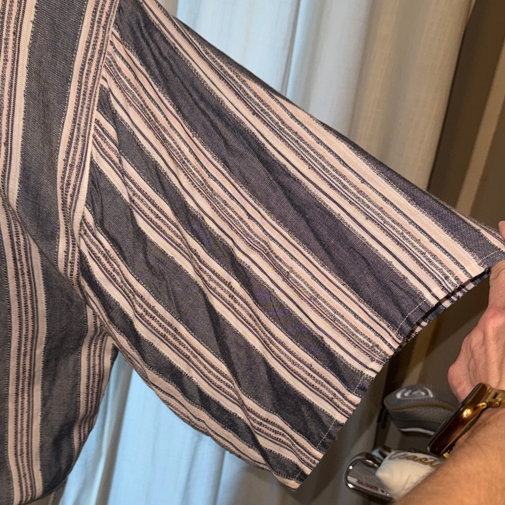Harper Heritage Chic Striped Button-Down Blouse Tie-Front Flowy Top Shirt Small - Picture 6 of 13